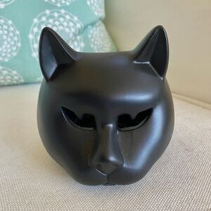 Vintage AGC Halloween Black Cat Head Votive Candle Holder Holiday Decor Vase